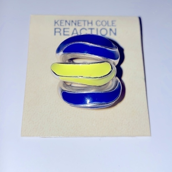 Kenneth Cole Reaction Retro Trio of Cool Silver Tone and Enamel Rings - Picture 1 of 7